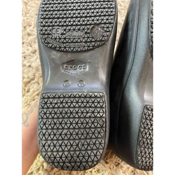 Crocs Neria Pro II Clog Black Gray with Leopard Print Slip On Shoe Sz 7 - Picture 4 of 5